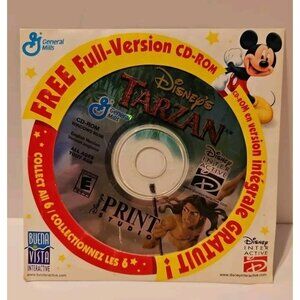 Disney Tarzan Print Studio PC CD-Rom for 2001 General Mills Cereal Promo Sealed